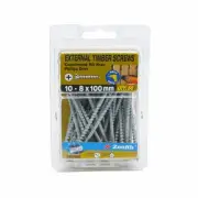 Zenith 10 - 8 x 100mm Galvanised Countersunk Rib Head Timber Screws - 50 Pack