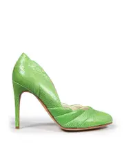 Green Leather Lizard Print Pumps