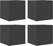 Wall Mounted TV Cabinet Set of 4 - Engineered Wood Shelves (30.5x30x30 cm, Grey) - Space-Saving Storage Solution for Living Room & Bedroom