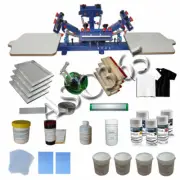 Full Set 4 Color 2 Station Silk Screen Printing Press Kit Adjustable Printer DIY