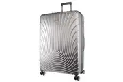 Pierre Cardin Hard Shell 4 Wheel Suitcase - Medium Silver Expandable Lightweight