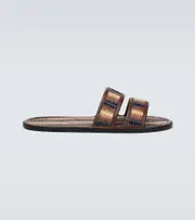 [Bode] Bode Duotone leather-trimmed slides AU 8 multicoloured