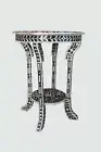 Mother of Pearl Floral Design Black Side Table Round Stool Nightstand