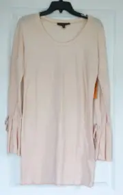 NWT ALMOST FAMOUS Blush Light Weight Knit DRESS Tie Sleeve Beachy! Size Medium