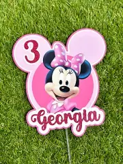 Minnie Mouse Glitter Cake Topper Party Birthday Personalised