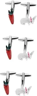 [DEARMAMY] 3 Pairs Easter Cufflinks Mens Tie Clip Silver Necktie Clip Tie Clips for Men Classic Tie Clip Men Tie Clasp Novelty Tie Bar Pin Funny Tie Clip Elegant Tie Clips Mens Ties Copper