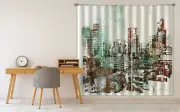 3D Painted City Buildings NAO030 Photo Curtain Printing Fabric Window Fay