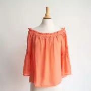 Charlotte Russe Off the Shoulder Bell Sleeve Festival Peasant Top Blouse L NWT