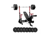 Reeplex SR10 Squat Rack + Adjustable Bench + 120kg Black Bumper Set