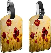 [WOSHJIUK] Luggage Tags,2 Pack Labels Suitcase Tags,Painting Flowers Field,Luggage Tags Privacy Protection Travel Bag Tag