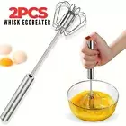 Semi-Automatic Egg Whisk - Stainless Steel Hand Push Beater Blender Mixer Whip