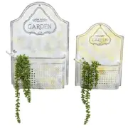 2x Willow & Silk Nested Metal 'Garden' Wall Planters w/Bird Home Decor 46/35cm