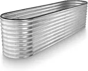 Galvanized Raised Garden Beds Outdoor // 8×2×2 ft Planter Raised Beds for Gardening, Vegetables, Flowers // Large Metal Garden Box (Silver) // Patented Tool-Free Design