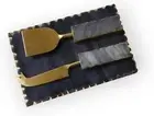 Grey Marble Gold Foil Edges Platter with Set of 2 Cheese Knife Set Gold Finish