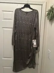 ADRIANNA PAPELL Plus Size 3X Gold Dress with Print - NWT $160.00