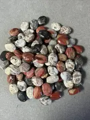 86 Count- 20mm x 14mm Silver Leaf Jasper Flat/Oval Beads
