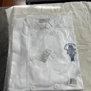 BRAND NEW CHEF WORKS LE CORDON BLEU PROGRAM WHITE CHEF COAT UNIFORM SMOCK, Med