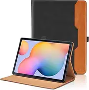 Case for Samsung Galaxy Tab S6 Lite 10.4" 2024/2022/2020 - [Hand Strap] Multi-Angle Viewing Stand PU Leather Tablet Case with Front Pocket Smart Cover SM-P620/P610/P613/P615/P619 - Black