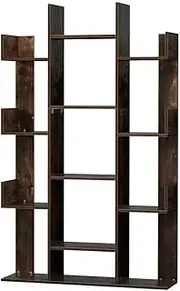 Artiss Bookshelf, Book Shelf Corner 13 Storage Shelves Display Cabinet Bookcase Bookshelves Storages Rack Home Living Room Bedroom Office Furniture, Sturdy Base Walnut