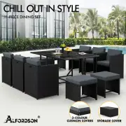 ALFORDSON Outdoor Dining Set 11 PCS Table Chairs Patio Lounge Wicker Furniture