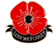 Anzac Day Lest We Forget Poppy Badge Remembrance Pin Brooch Gift Size 4.2 x 4.6