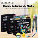 BORRENCE 48 色雙頭水彩筆馬卡龍彩色美術書卡片繪圖塗鴉彩色毛筆纖維筆尖油漆記號筆套裝日記寫作學生禮品藝術文具