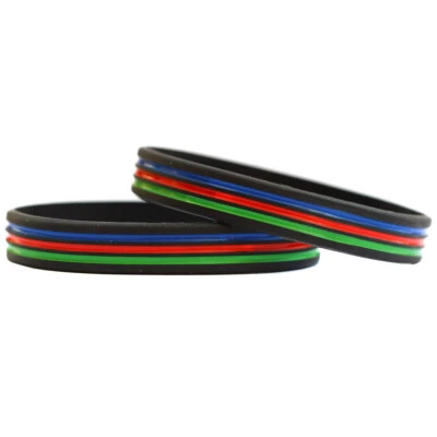 2 of Triple Stripe Wristbands - Bracelets with The Thin Blue, Red, Green Line
