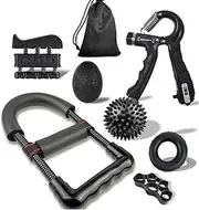 MTSDM 7 Pack Grip Strengthener, Adjustable Resistance Wrist Forearm Exerciser, Finger Stretche Trainer, Grip Strengthener, Grip Ring, Relief Ball, Storage Bag, for Muscle Building Hand Exerciser