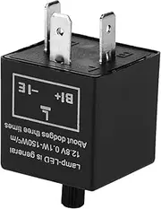 12V 3 Pin Adjustable LED Light Flasher Blinker Relay Fix Turn Signal Indicator Speed Adjustable Black Auto