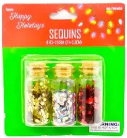 Holiday Sequins,3 Bottles,Red/Gold/Silver