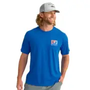 Huk Zep Tee Men's Shirt, Ocean Blue, Medium