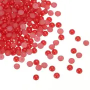 300pcs Flatback Pearls 4mm ABS Plastic Half Round Dome Pearls, Red