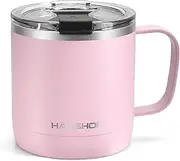 [HAUSHOF] 420ml Insulated Coffee Cup with Handle, Stainless Steel Vacuum Insulated Coffee Cups, Double Wall Travel Mugs with Leakproof Lid, 14 oz, BPA Free