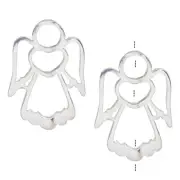 Bead Frame, 2 Silver Plated Pewter 31x22mm Angel Frame Bead Holders