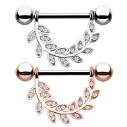 Crystal Leaf Ball Tongue Nipple Barbell Rings Bars Body Jewelry Piercing 14GS.KY