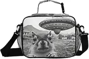 Insulated Lunch Box Squirrel Surprise Funny for Women Men - Ideal for Work, Picnics - Includes Adjustable Shoulder Strap
