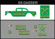 Hot Wheels(1/64),55 Gasser"IncredibleHulk" Waterslide,Printed White First,Decals