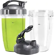 Blender Replacement Cups 24 oz for NutriBullet Pro 900w/ 600w Series Cups with Flip Top To Go Lids (2 Pack)