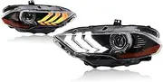 Car Lights LED Headlights Compatible For Mustang 2018 2019 2020 Projector Front Lamp Assembly With Dual Beam Len, Driver+Passenger Sides