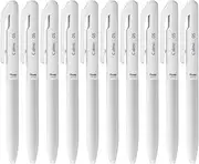 Pentel BXA105W-A Calme Oil-Based Ballpoint Pen, 0.02 inches (0.5 mm), Grayish, White, Black Ink, 10 Pieces