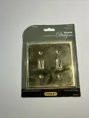 Stanley Home Designs Bright Brass Dual Light Switch Wall Plate Cover NOS
