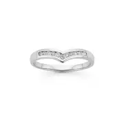 9ct White Gold Diamond V Anniversary Ring