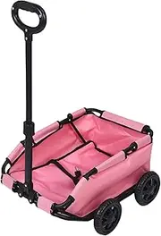 Pet Stroller, 4 Wheels Dog Carrier with Adjustable Handle, Portable Puppy Travel Strollers, Foldable Dog Wagon for Small/Medium Dogs Cats Doggy Puppy (Pink)