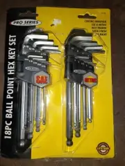 Pro Series 18PC Ball Point Hex Key Set by KR Tool, SAE & Metric