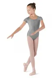 Bloch Dance Girls Dujour Microlux Short sleeve Leotard, Grey, 2-4