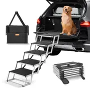 Dog Stair for Cars 5-step Folding Dog Steps Aluminum Loads up to 150 lbs, Foldable 30.3-31.9in Adjustable Height