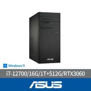 【ASUS 華碩】i7 RTX3060電腦(H-S500TD/i7-12700/16G/1TB HDD+512G SSD/RTX3060-12G/W11)