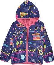 [GuoChe] Sherpa Lined Toddler Hoodie Carnival Purple Holiday Party Mardi Gras Dark Blue Children Coats For Toddler Girls pink