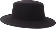 [Happyupcity] Black Classic Wool Fedora Hat Women Men Flat Top Hat Vintage Wide Brim Jazz Cap for Concert Wedding, Black, One Size