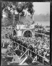 Crowds gathered for the arrival of the Duke and Duchess of York at- Old Photo